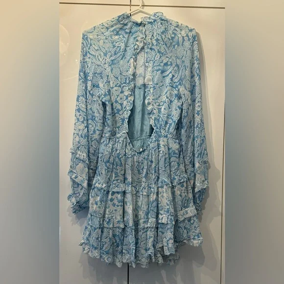 Anthropologie Blue and White Floral Mini Dress - Picture 15 of 16